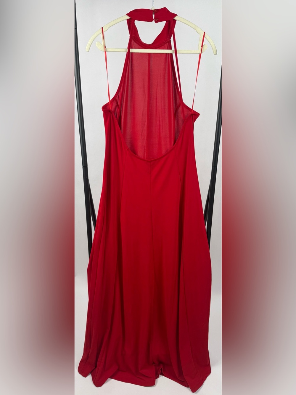 By Anthropologie Halter Open Back A-Line Maxi Dress Haute Red Formal Evening NWT - Picture 8 of 12